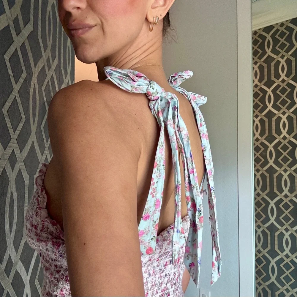 Love Shack Fancy x Target - Floral Pink, Blue and White Dress - Picture 4 of 5